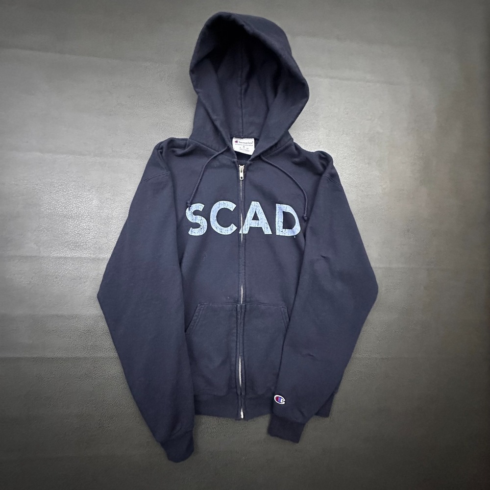 Champion SCAD Jacket Unisex Medium Blue Fleece Full Zip Savannah Arts School
